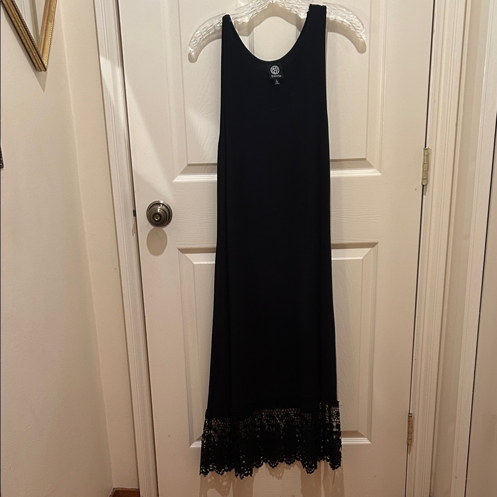 Bobeau Black Maxi Dress with Lace Hem